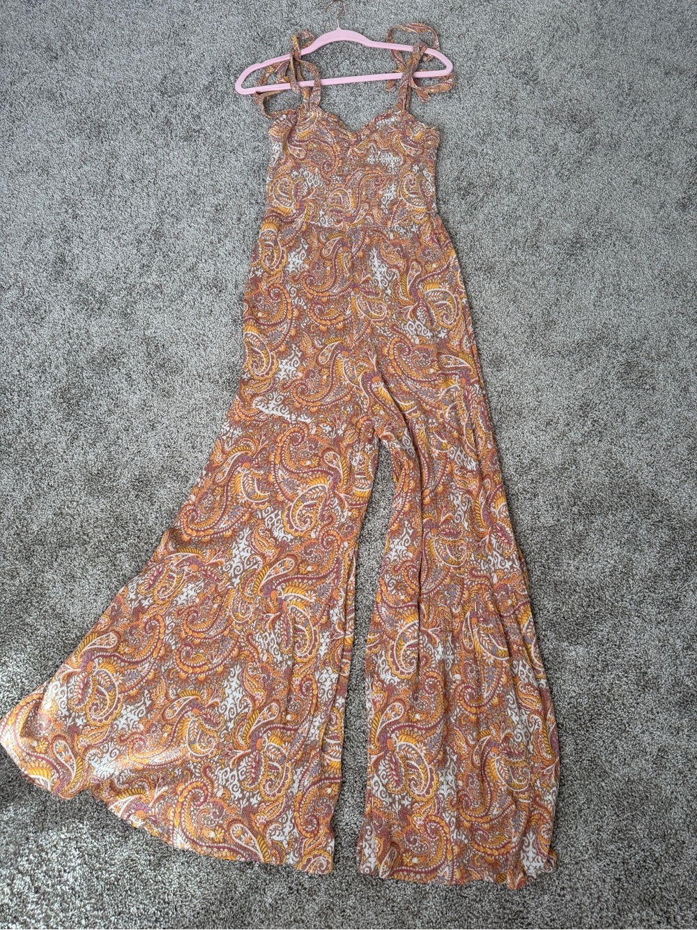 Jessica Simpson Paisley Wide-Leg Jumpsuit in Rust Multi. New without tags